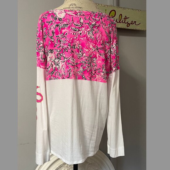 LILLY PULITZER Finn Top Breast Cancer 2021 Print PURRPOSEFULLY PINK Large NWT - Picture 8 of 11